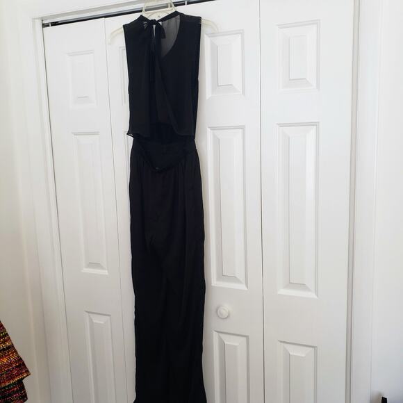 Signature 8 Black Jumpsuit Sleeveless Sheer Back Small - Picture 3 of 12